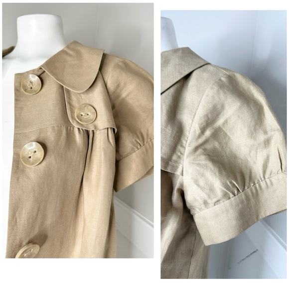 AXCESS LIZ CLAIBORNE TAN LINEN JACKET MEDIUM - Picture 4 of 6